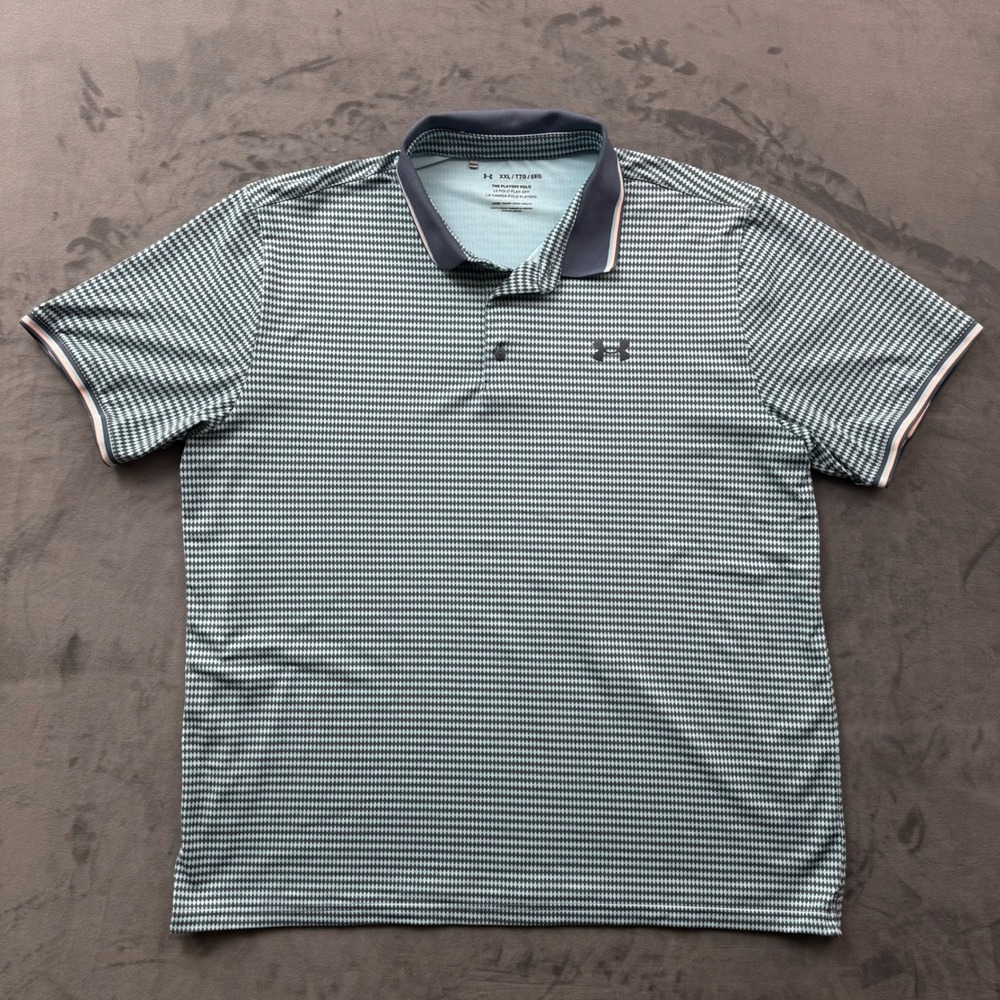 Under Armour Men Playoff‎ Polo Shirt XXL Diamond Geometric Golf Top Loose Fit